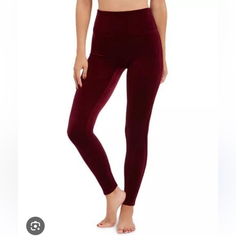 Nwt Spanx Rich Burgundy Velvet Leggings